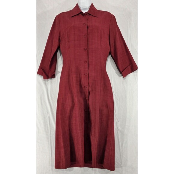 CAROLL Womens Shirt Dress Viscose/Linen Minimalist Modest Red France T38 | US 8 - Picture 1 of 15